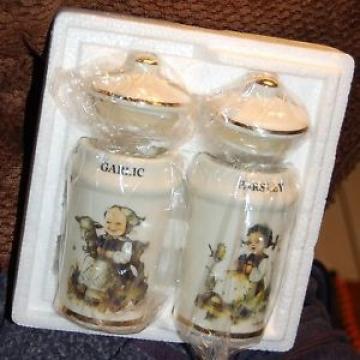 M. J. HUMMEL Garlic &amp; Parsley Spice Jars -New in Box Lot  Of 2
