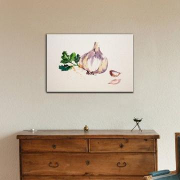wall26 - Canvas Wall Art - Watercolor Painting of Garlic - Ready to Hang - 16x24