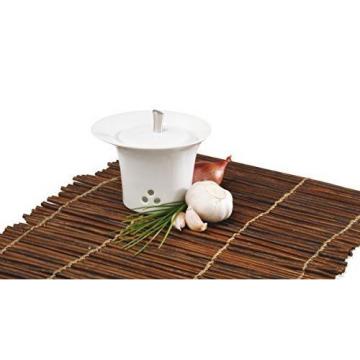 Ellipse White Porcelain &amp; S/S Garlic Keeper by Trudeau - 4 Inch