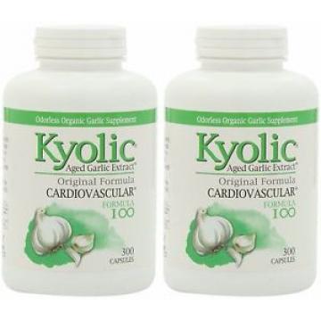 Lot of 2 (300 + 300 caps) Kyolic Aged Garlic Cardiovascular Original Formula 100