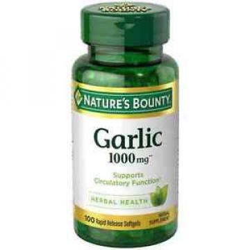 Nature&#039;s Bounty Garlic 1000 mg Softgels 100 ea (Pack of 4)