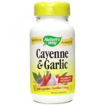 NATURES WAY - Cayenne and Garlic 530 mg - 100 Capsules
