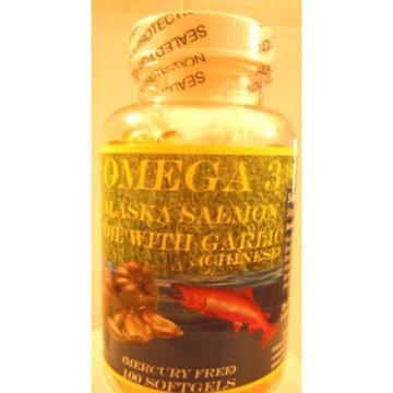 Omega 3 Salmon Alaska with chinese garlic  100 capsules 100% Natural