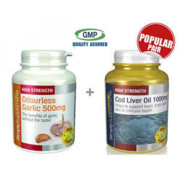 SimplySupplements Garlic 500mg 360Caps &amp; Cod Liver Oil 1000mg 360Caps (S602143)