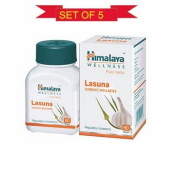 Himalaya Lasuna 60 Tablets Garlic | Allium Sativum | 100% Vegetarian Lot Of 5