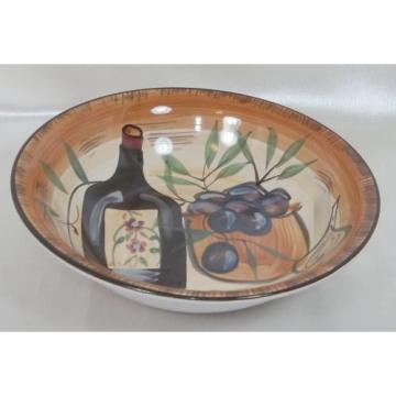 Tuscan Style Vegetable Serving Bowl - Hand Painted with Olives &amp; Garlic - Casino