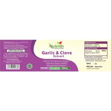 Garlic &amp; Clove Naturals Antioxidant 60 Capsules 500 mg Shipping Free