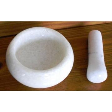 MORTAR AND PESTLE SET WHITE Marble Small Herbs Spices Garlic Chili