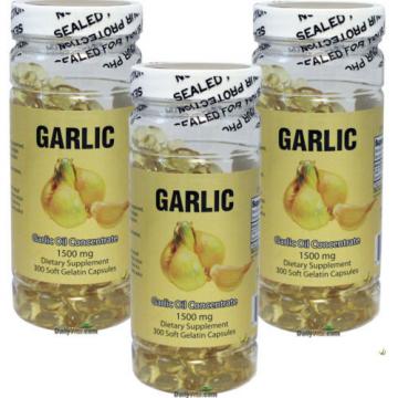 3 x Garlic Oil Concentrate 3 MG (500:1) 300 Capsules Cholesterol FREE, FRESH