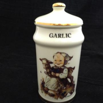 Vintage M J Hummel Garlic Spice Jar 1987 Porcelain Gold Trim