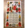 Vintage Calendar Tea Kitchen Towel Spices Oil Garlic Herbs Estate Sale 1973