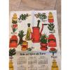 Vintage Calendar Tea Kitchen Towel Spices Oil Garlic Herbs Estate Sale 1973 #2 small image