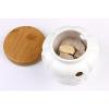 JD.Gems White Stoneware Garlic Keeper with Bamboo Lid and 12 Air Vent #3 small image