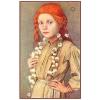 A Romanian Girl Selling Garlic by Marianne Stokes Counted Cross Stitch Pattern #1 small image