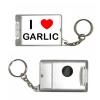 I Love Heart Garlic - Silver Rectangle Plastic Torch Key Ring New