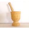 Wooden Mortar and Pestle Garlic Ginger Herb Mixing Grinding Spice Crusher Bowl