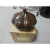 Longaberger Woven Traditions Pottery Chocolate Brown Garlic Holder/Roaster--RARE #1 small image