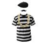 Men&#039;s French Man Fancy Dress Costume Beret T-Shirt Moustache &amp; Garlic Necklace