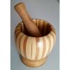Bamboo Mortar Pestle Mixing Bowl Garlic Herbs Grinder Crusher Smasher 1 Set #1 small image