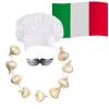 Italian Chef / Cook Fancy Dress: Hat + Moustache + Garlic Onion Garland + Flag