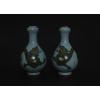 Pair Antique Chinese Famille-Rose Dragon Garlic-head Vases Qianlong Mark s128