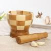 Large Mortar and Pestle Wooden Solid Crush Mashed Grinder Garlic Spice Herb #1 small image