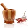 Wood Garlic Ginger Herb Mixing Grinding Spice Crusher Bowl Mortar and Pestle 2PC #1 small image