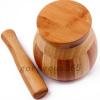 Wood Garlic Ginger Herb Mixing Grinding Spice Crusher Bowl Mortar and Pestle 2PC
