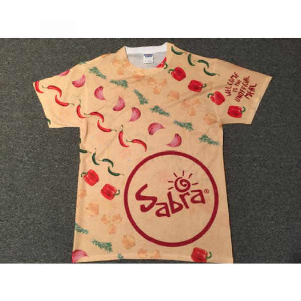Sabra Hummus Rare Promo T-Shirt Sz M All-Over Print Red Green Pepper Garlic #1 image