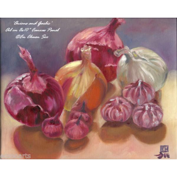 Onions &amp; Garlic, Original Still-life Oil Painting, Artist Signed, 2000-Now #1 image