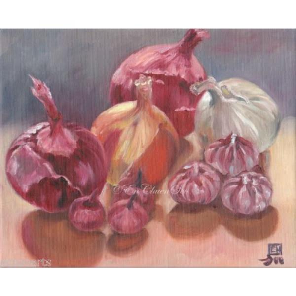 Onions &amp; Garlic, Original Still-life Oil Painting, Artist Signed, 2000-Now #2 image