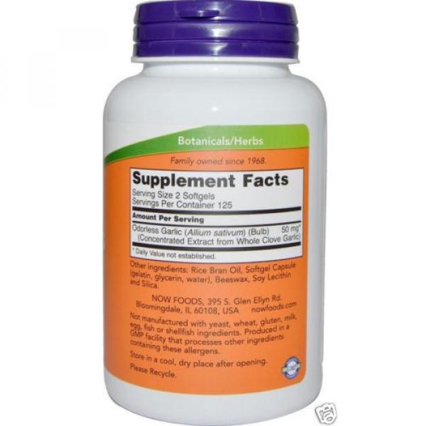 NEW NOW FOODS ODORLESS GARLIC CONCENTRATED EXTRACT SUPPLEMENT 250 Softgels #2 image
