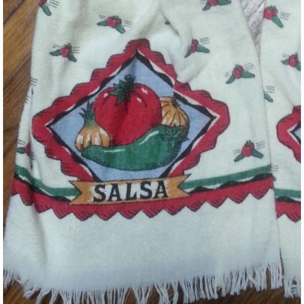 SALSA TOMATO, CHILE PEPPER &amp; GARLIC KITCHEN TOWEL WITH CROCHET CREAM TOP #2 image