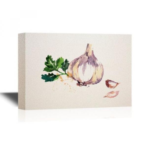 wall26 - Canvas Wall Art - Watercolor Painting of Garlic - Ready to Hang - 16x24 #1 image
