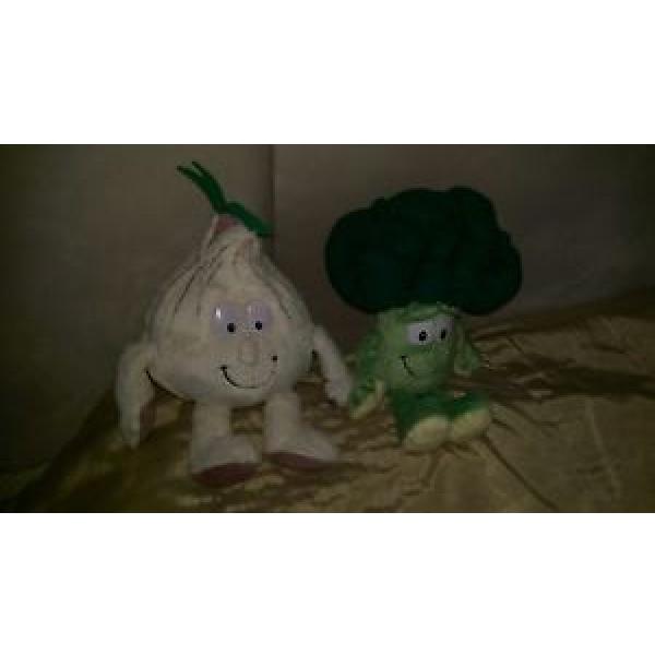 Lovely condition Co-Op Garden Gang broccoli and garlic vegetable soft toys 25cm #1 image
