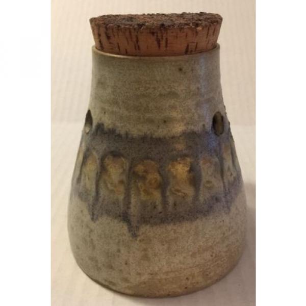 Garlic Jar Pottery Handmade One Handle Cork Stopper Side Holes #4 image