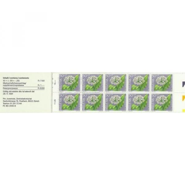 Switzerland Flora Bear&#039;s Garlic Allium Ursinum ** 1991 Valuable Booklet 10 Stamp #2 image
