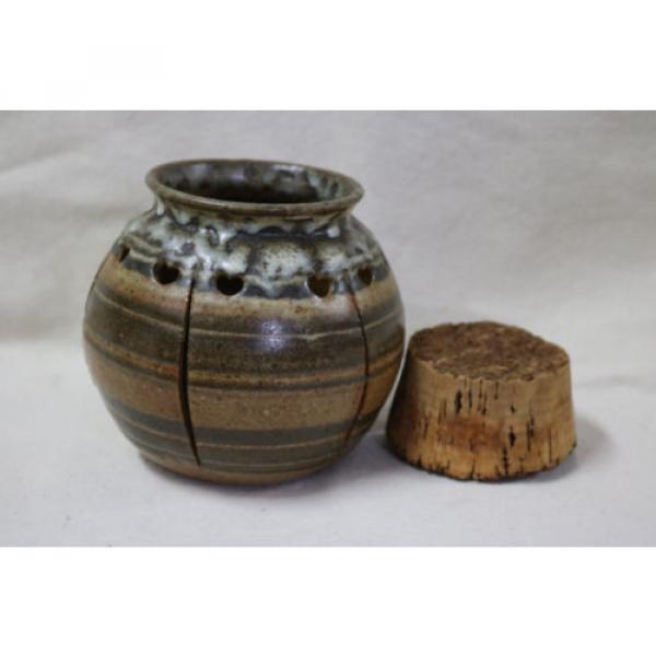 Decorative Pottery Stoneware Garlic Storage Jar W/ Cork Topper Potpourri Holes #2 image