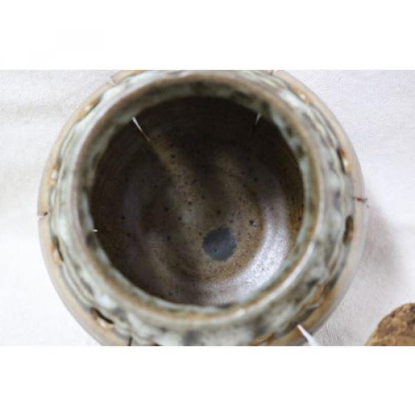 Decorative Pottery Stoneware Garlic Storage Jar W/ Cork Topper Potpourri Holes #3 image