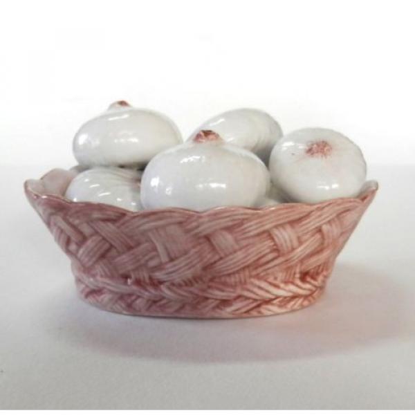 Wonderful Italian Porcelain Basket of Garlic Bulbs Great Colors V Realistic #1 image