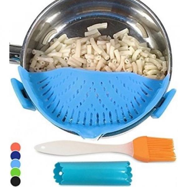 Clip On Kitchen Food Strainer Spaghetti Pasta Silicone Brush Set Garlic Peeler #1 image