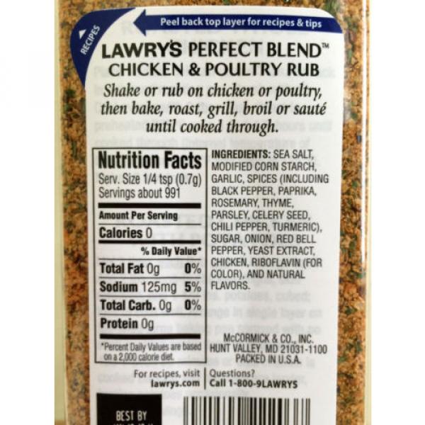 New ! 2 X 24.5 oz Lawry&#039;s Perfect Blend Chicken &amp; Poultry Rub Seasoning #2 image