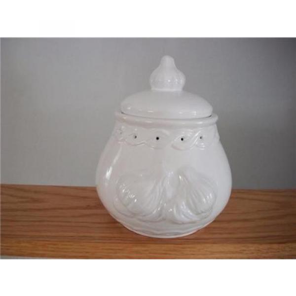 Norpro White Embossed Stoneware Garlic Keeper w/Vent Holes - Nice Counter Size #1 image