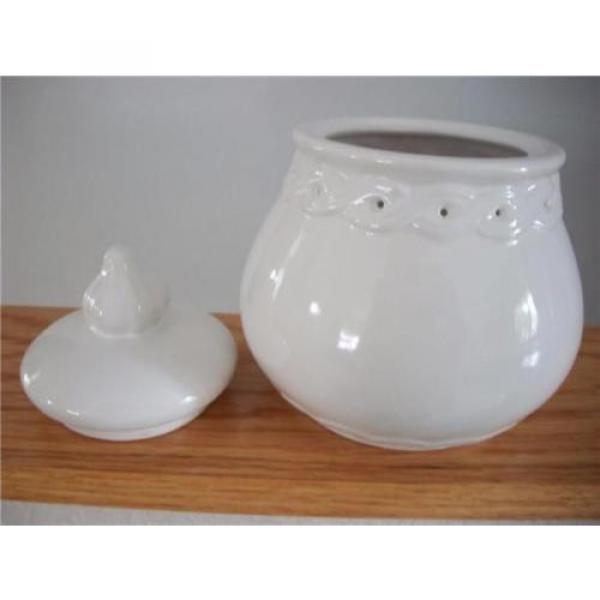 Norpro White Embossed Stoneware Garlic Keeper w/Vent Holes - Nice Counter Size #4 image