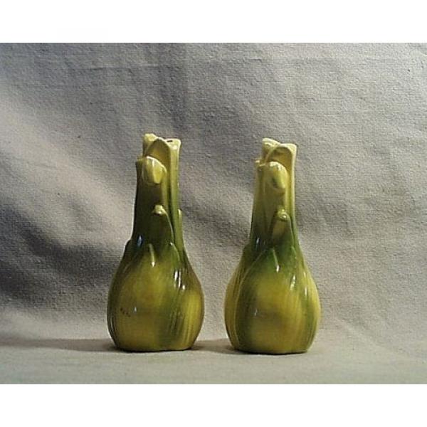 Vintage Ceramic Porcelain Yellow &amp; Green Onion Garlic Salt/Pepper Shakers. Japan #2 image
