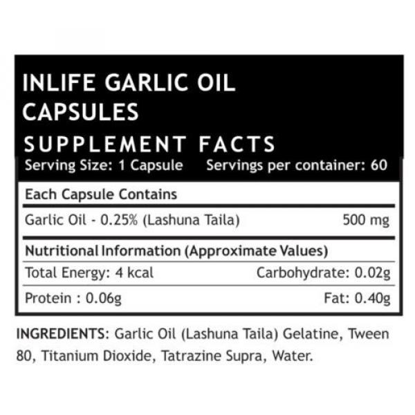 INLIFE Natural Garlic Oil Health Supplement, 60 Veg Capsules Free Shipping #4 image