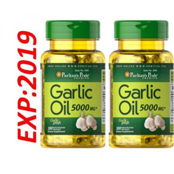 Garlic Oil 5000 MG 200 Caps Cholesterol Cardio Health Very Fresh Pills Exp 2019 #1 image