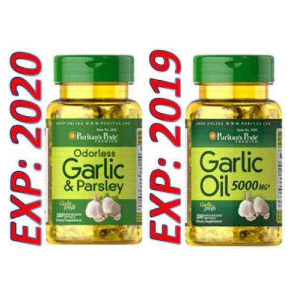 Garlic Oil 5000mg-Odorless Garlic and Parsley 2X100 Very Fresh Pills Antioxidant #1 image