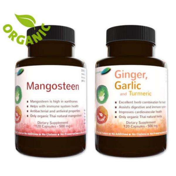 2 Bottles: 120 Mangosteen &amp; 120 Turmeric, Garlic &amp; Ginger Capsules: Antioxidant #1 image