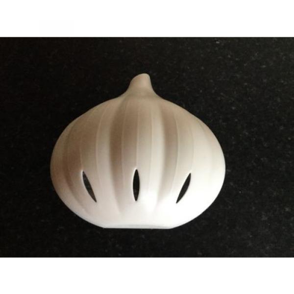 garlic storage white &amp; clear plastic garlic shaped container chef kitchen tool #1 image